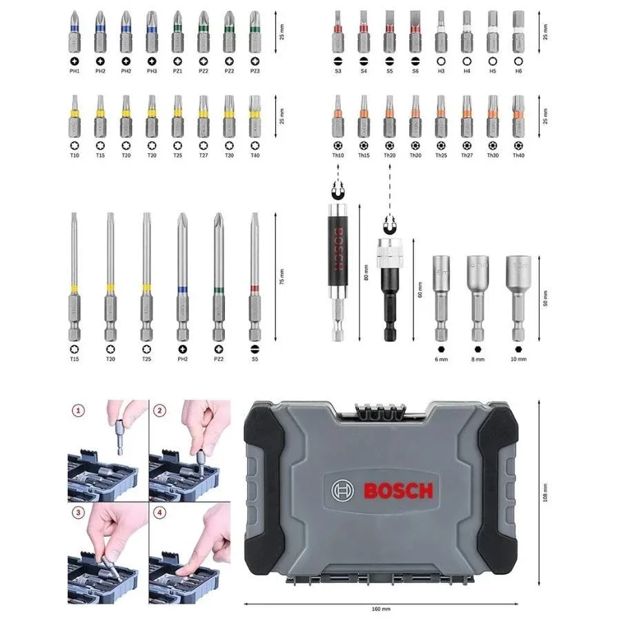 مجموعة لقم مفك براغي من بوش مكونة من 43 قطعة مع صندوق قوس قزح سحري، ومجموعة ملحقات أدوات الطاقة #2
