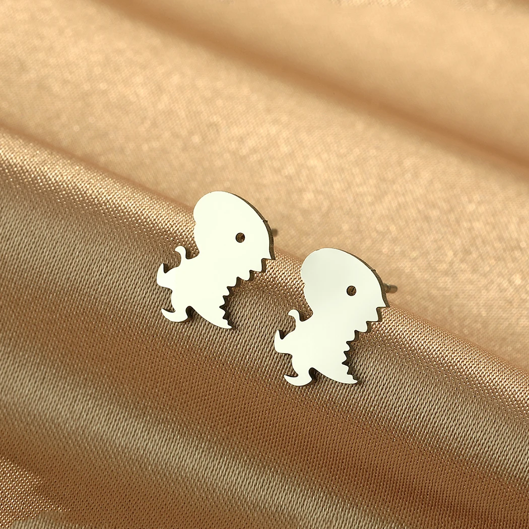 CHENGXUN Stainless Steel T Rex Stud Earrings Stocking Stuffer T Rex Earrings Cute Dinosaur Jewelry for Men and Women