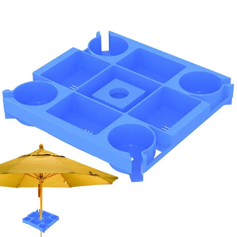 Beach Umbrella Stand Beach Tray With 4 Cup Holders Beach Drink Holder Lightweight Beach Cup Holders Swimming Pool Table Umbrella