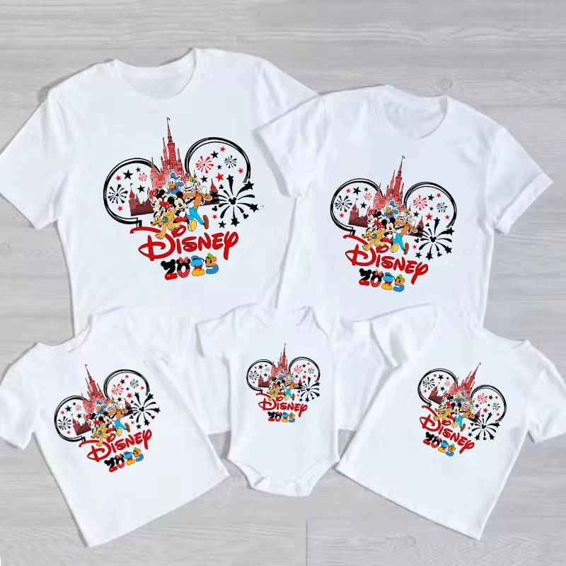 2025 Disney Trip Family Matching Shirts Funny Family Look Father Mother-Kids Matching T-shirt Mickey Minnie Disney Tshirts