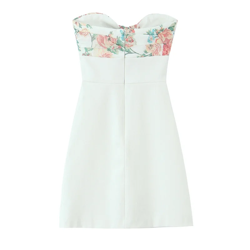 KEYANKETIAN Sommer Neue frauen Floral Patchwork Vorne Knoten Liebsten Korsett Mini Kleid Urlaub wind Zurück Zipper Hohe Taille Kleid