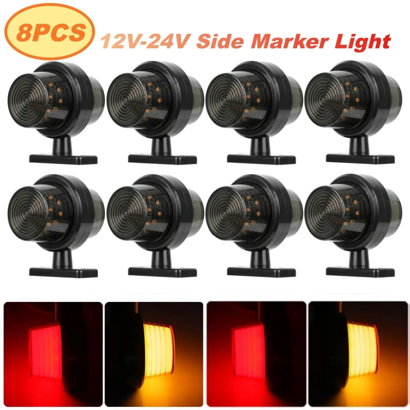 

Комплект из 8 двухсторонних габаритных фонарей (желтые/красные) для грузовиков, прицепов, фургонов, автодомов, караванов, тракторов, 12В-24В