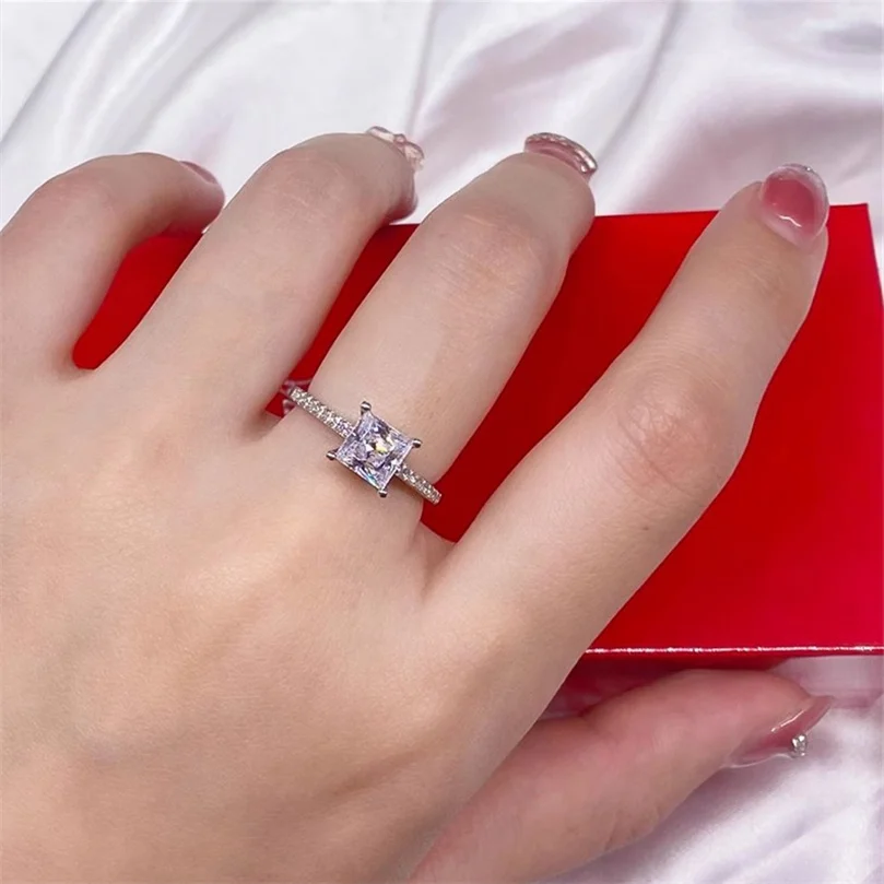 CC Jewelry Rings For Women Silver Color Small 5mm Square Zirconia Stone Engagement Wedding Accessories Drop Shipping CC631