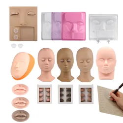 3D Tattoo Silicone Practice Face Head Lips Eyebrows Pad Professional Training Mannequin Doll Fake Skin for Eyelash Extension