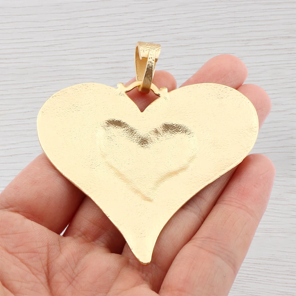 1 x Antique Gold Color Large Hammered Double Love Heart Charms Pendants for DIY Necklace Jewelry Making Findings Accessories