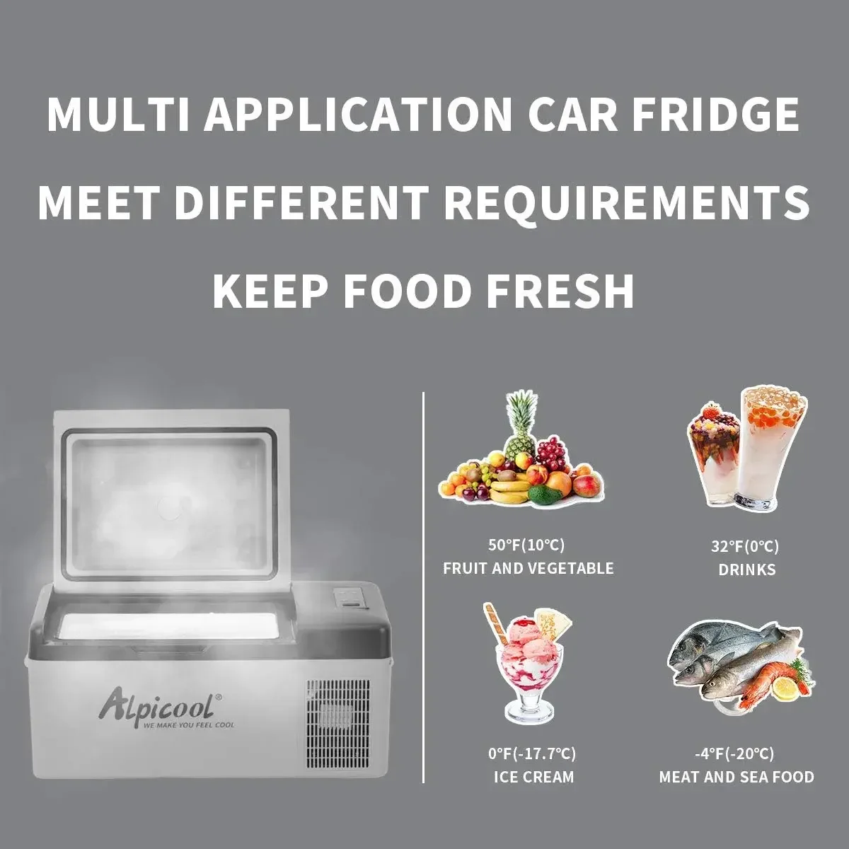 C15 Portable Car Freezer,12 Volt Refrigerator, 16 Quart (15 Liter) Fast Cooling 12V Car Fridge -4℉~68℉, Car Cooler, 12/24V DC an