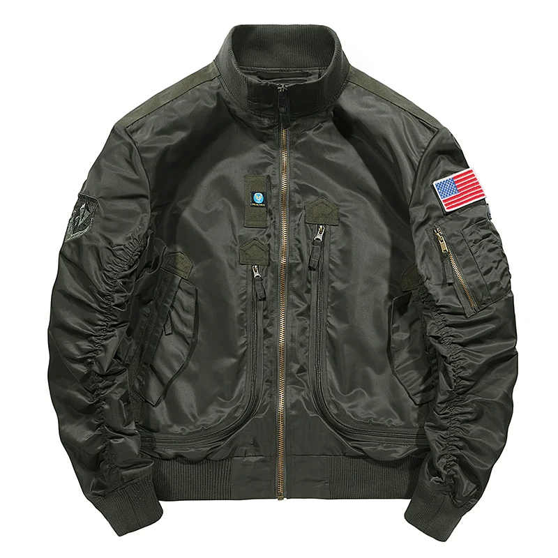 2024 New Mens Vintage Casual Flight Light Air Bomber Military Jacket Casual Coat Men\'s Military Windproof Jacket Men\'s