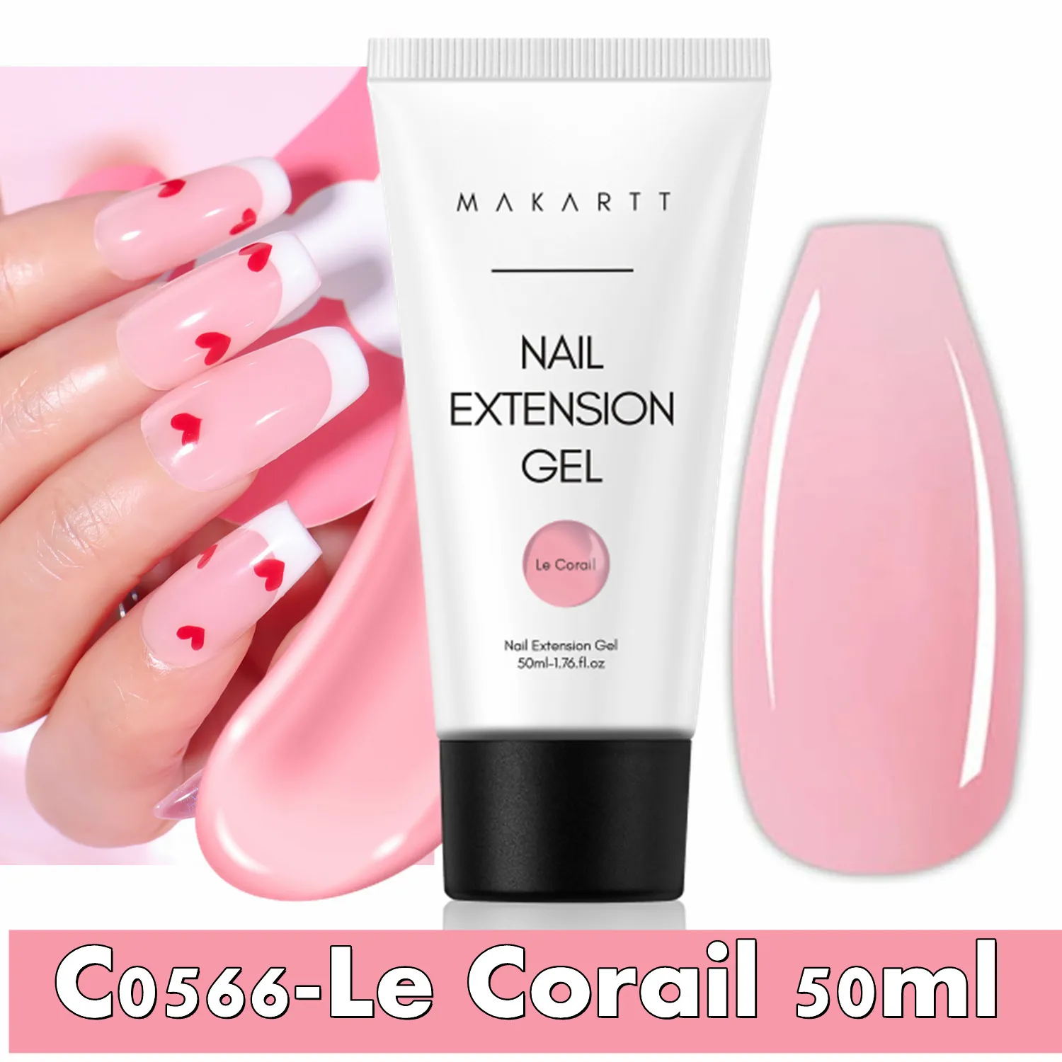 Makartt Poly Extension Gel voor Nagels, 50ML Roze Glitter Nude Transparante Harde Builder Gel Franse Manicure DIY Design Art Thuis Salon
