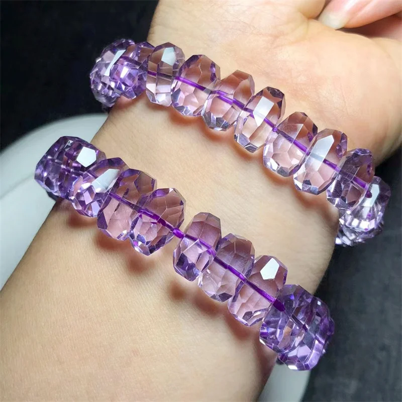 

Natural Faceted Amethyst Bracelet Fashion Gemstone Crystal Jewelry Bangle Fashion Women Healing Holiday Gift 1PCS 8.5MM