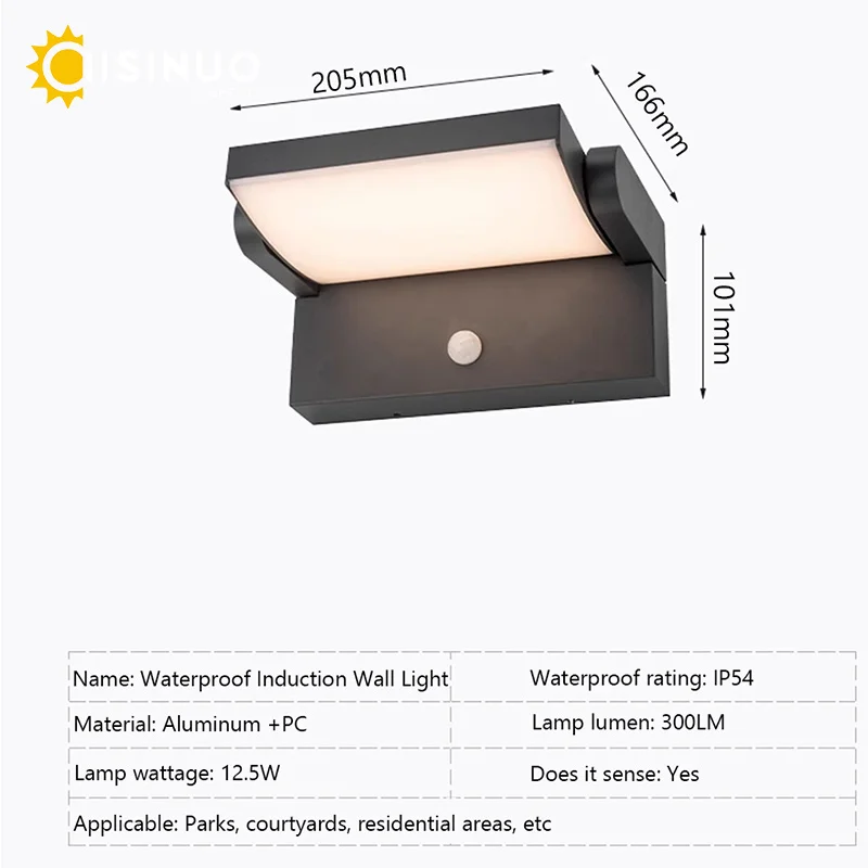 محس حركة في الهواء الطلق الجدار مصباح أضواء الشرفة مقاوم للماء LED 24 واط AC85-265V لحديقة في الشرفة فناء المرآب تركيبات الإضاءة #5