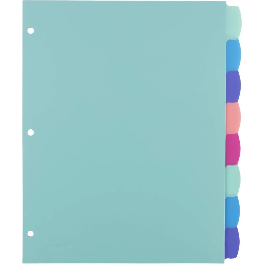 3링 바인더용 쓰기 및 지우기 가능한 디바이더, 세트당 8개의 탭, 다채로운 큰 탭, 파스텔 바인더 디바이더, 보고서 정리에 좋음