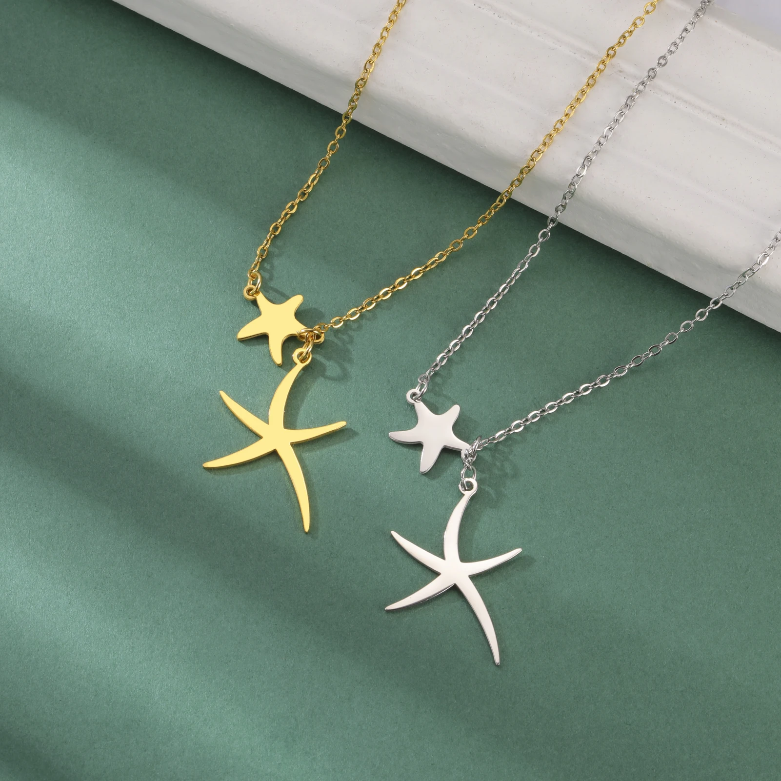 Lucktune Stainless Steel Big Starfish Pendant Necklace for Women Gold Color Seastar Choker Necklace Y2K Jewelry Valentine\'s Gift