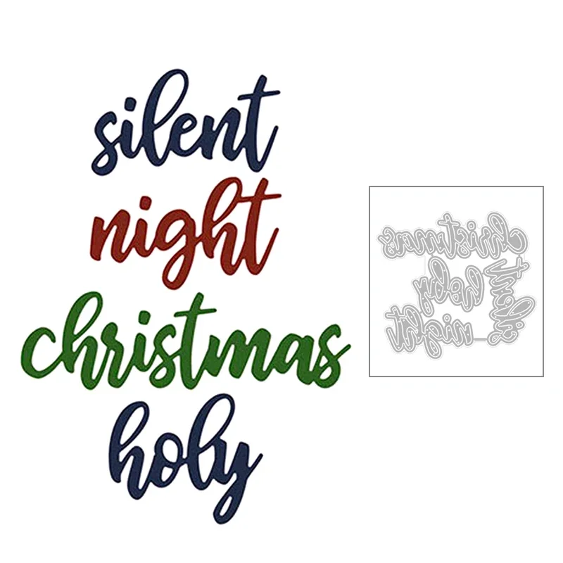 Troqueles de corte de Metal con palabra inglesa de Navidad, noche sagrada silenciosa, para álbum de recortes, tarjeta de felicitación, fabricación de papel sin sellos, nueva