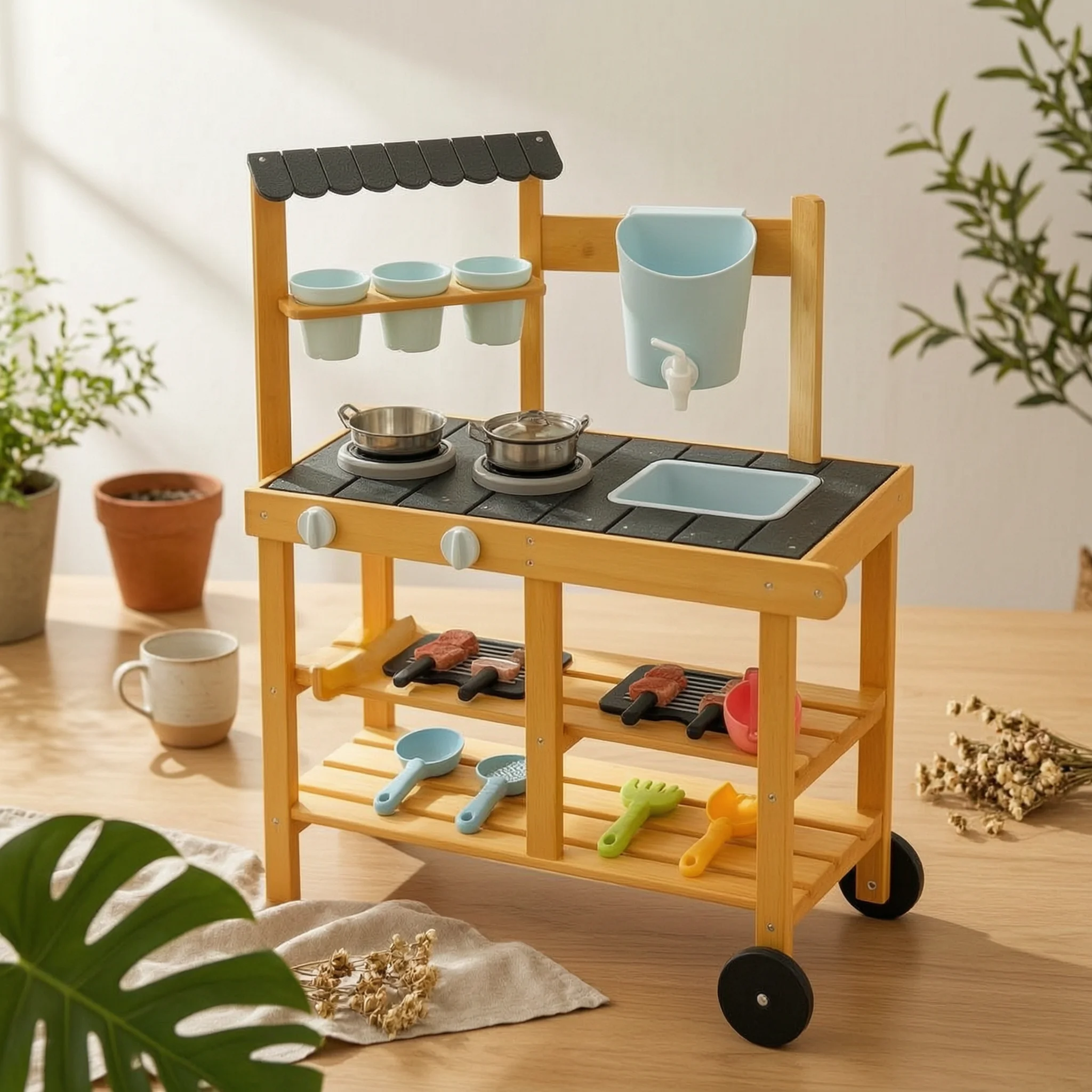wooden-mud-kitchen-play-stand-sink-basin-outdoor-play-kitchen-backyard-cooking-set-storage-shelf-wheeled