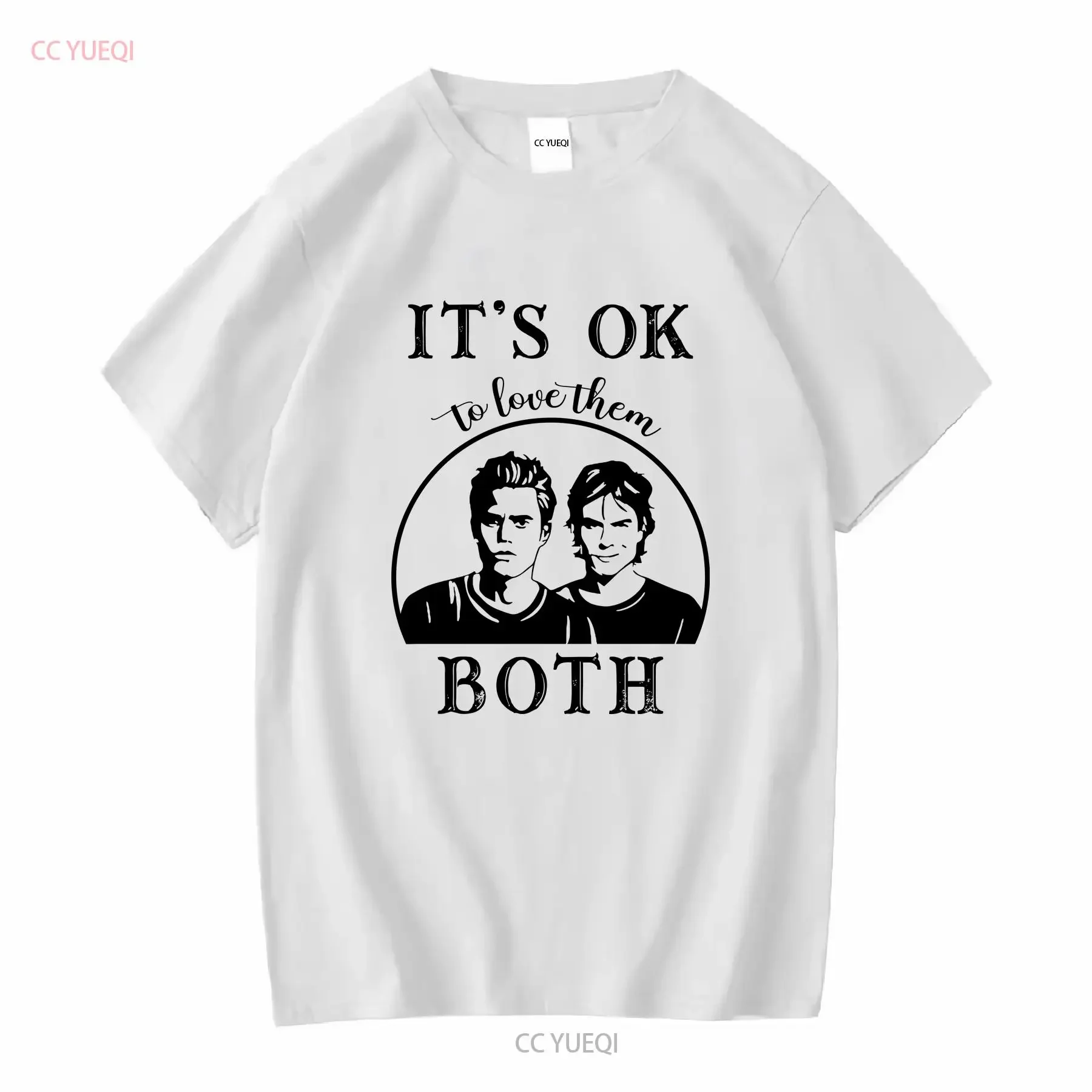 Salvatore Brothers Camiseta É ok para amarelos Stefan e Damon Vampire Fan Team mangas compridas ou curtas vintage lavado