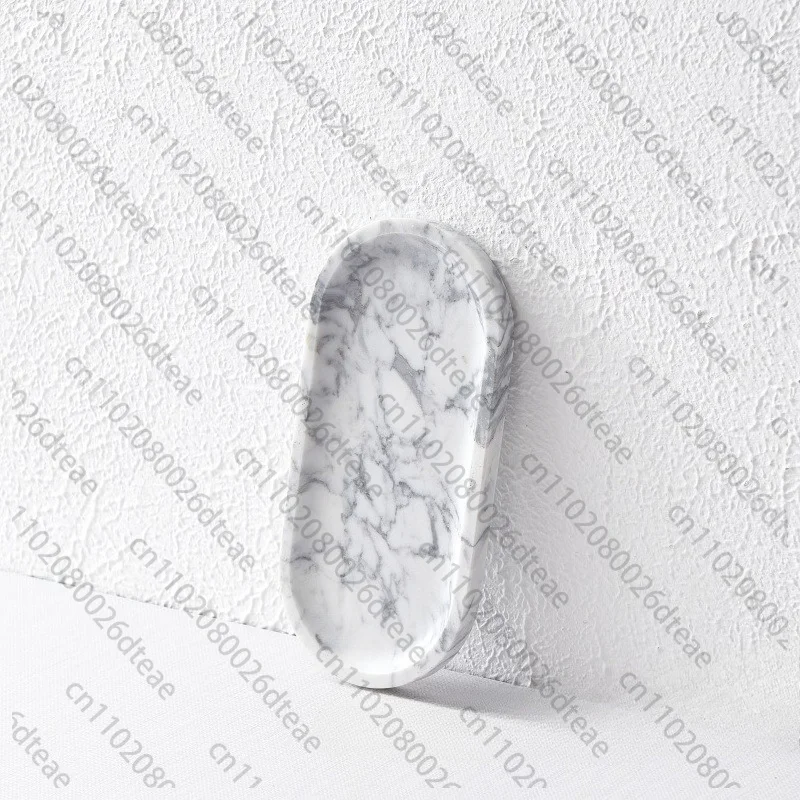 Natural Marble Tray - Oval Stone Organizer For Jewelry & Aromatherapy, Home DecorDesktop Zen Art