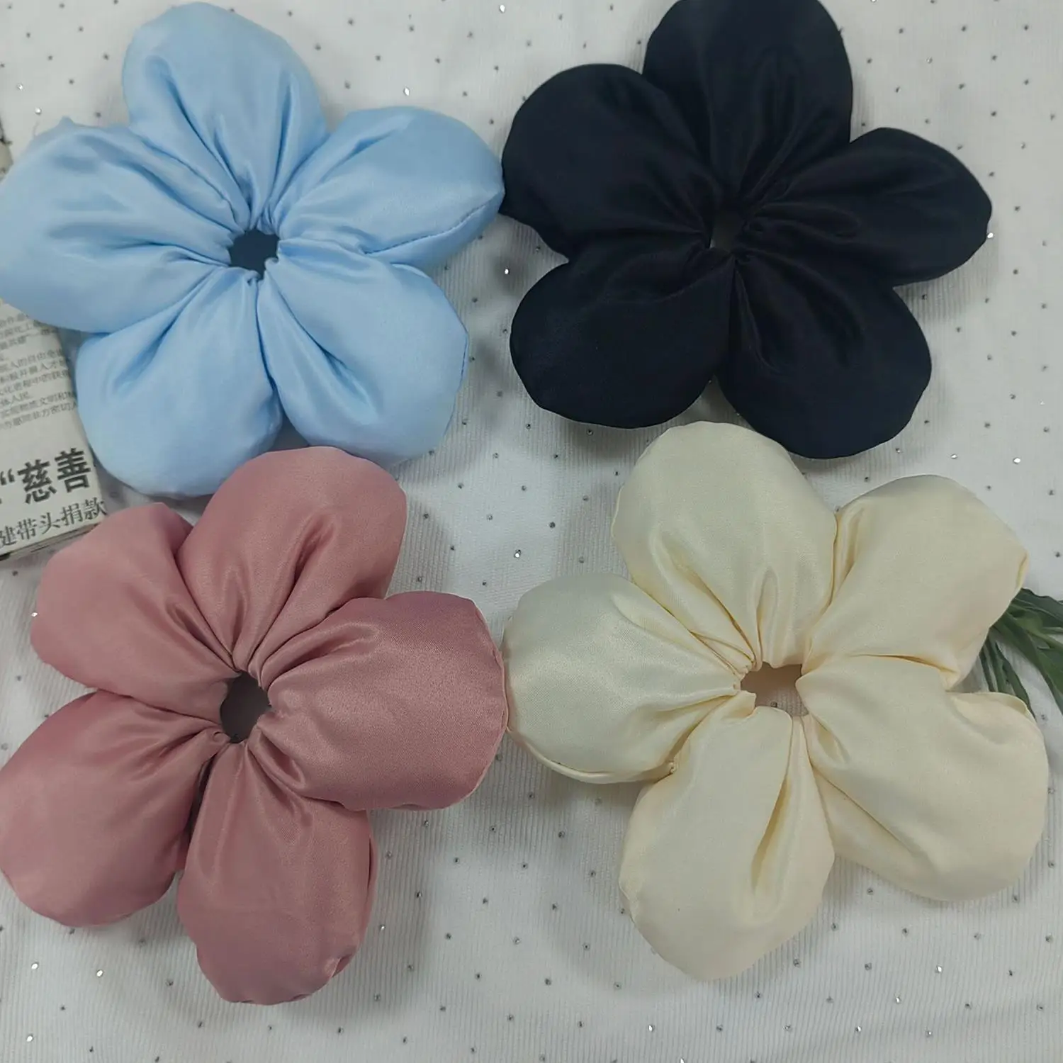 

Lovely Sweet Hair Tie Scrunchie Solid Large Flower Soft Hair Band For Women Girl Hair Ornament Headband Fashion Hair Accessories