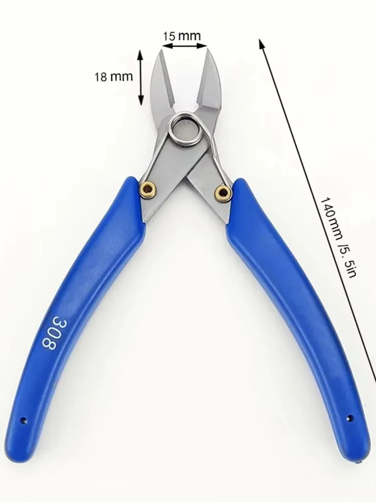 DIAGONAL CUTTING PLIERS, Wire Cutter, Micro Cutter, Stainless Steel Side Cutter, Spring-loaded Silicone Handle