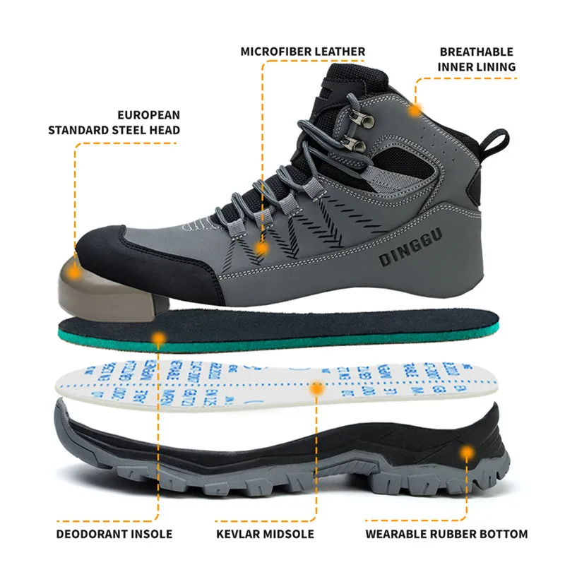 

Male Anti static Work Boots Anti-smash Safety Shoes Men Anti puncture Steel Toe shoes Protection Indestructible shoes Non-slip