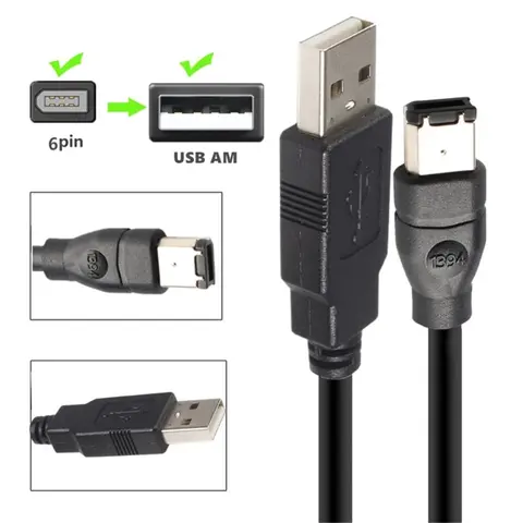 Firewire Connector IEEE 1394 Firewire 6 Pin Connector Male To USB 2.0 Male Adaptor Convertor Cable Cord 1.8m/3/4.5m 896C