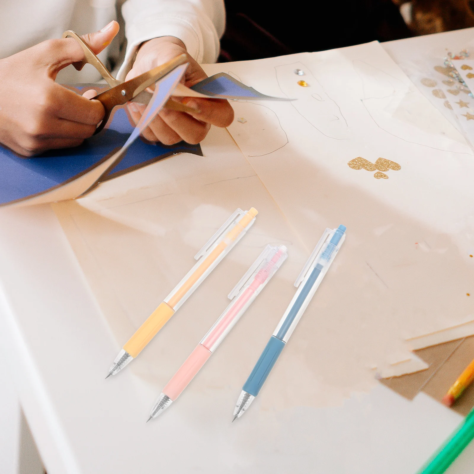 5pcs Pen Shape Cutter Portable Box Opener Envelope Openers Art Paper Cutting Tools Office Supply Multifunctional Utility Cutter