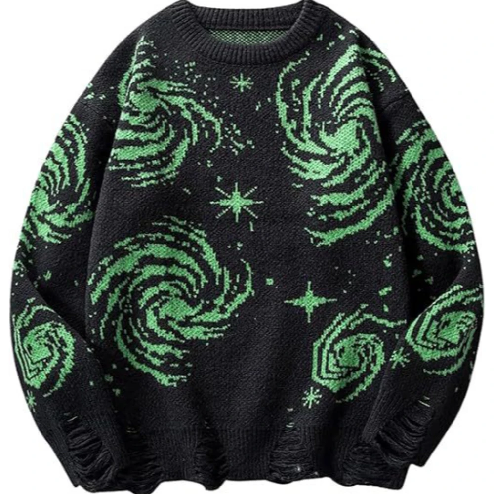 

Unisex Y2K Personalized Universe Starry Sky Jacquard Hoodie Sweater Street Fashion Trend Loose Fit for Autumn And Winter