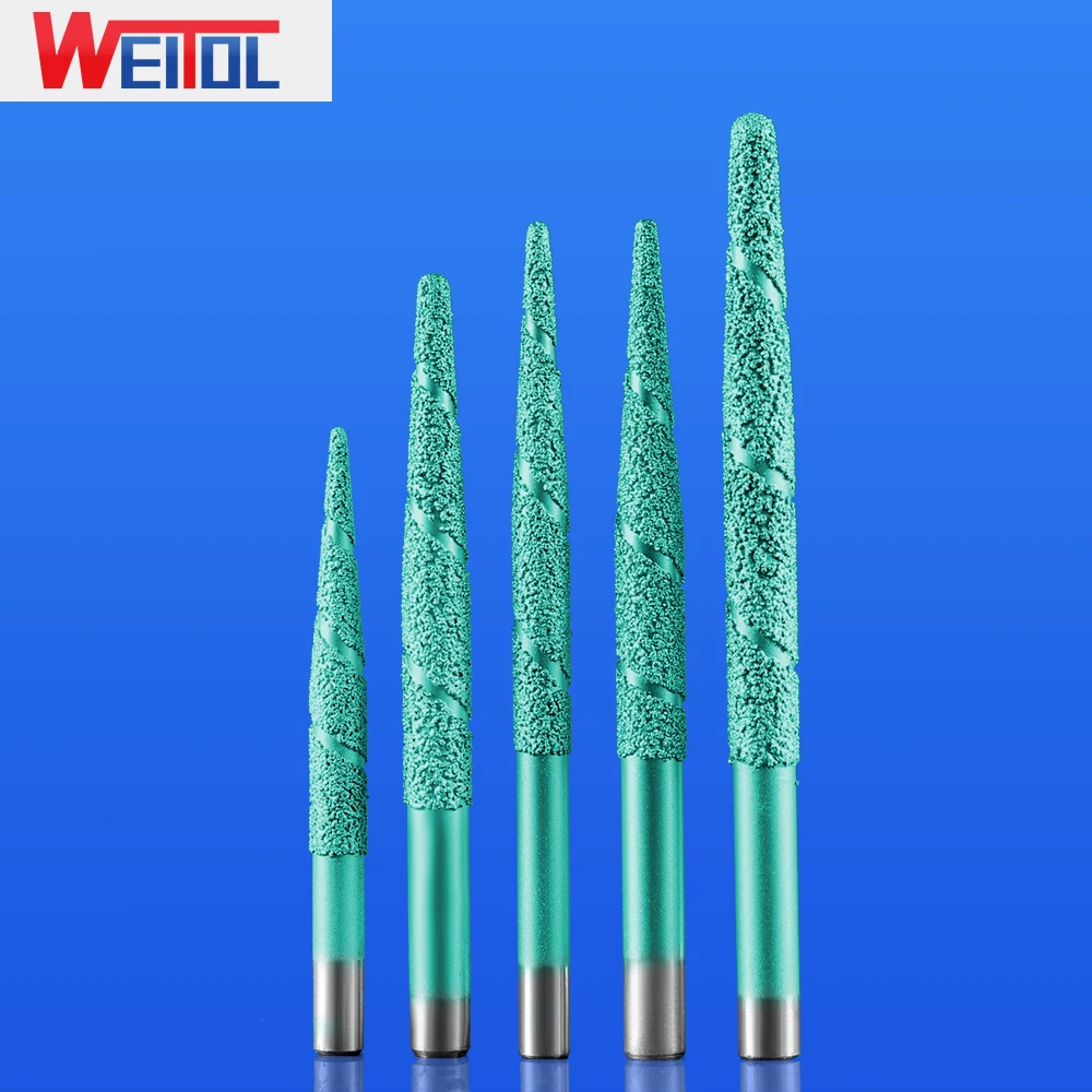 WeiTol 1 piece 12mm taper stone cutter bits Vacuum brazed stone bits granite carving tools stone milling cutters