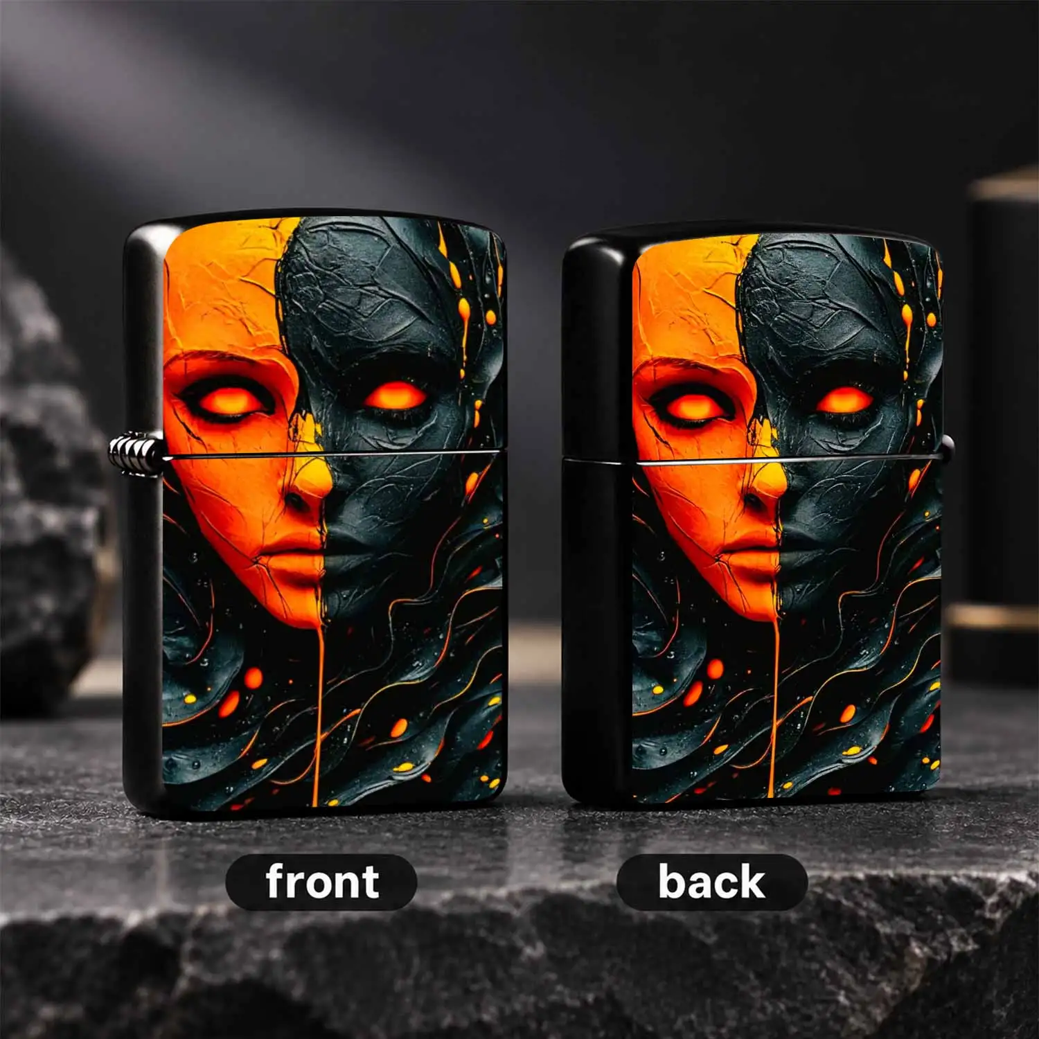 Creative Lava Split-Face Portrait Decorative Lighter, Artistic Unique Portable Accessory, Ideal For Daily Use, Outdoor Trips, Gatherings, All Scenarios, Exquisite Distinctive Gift With Stunning Visual Aesthetic A Humorous And Interesting Li