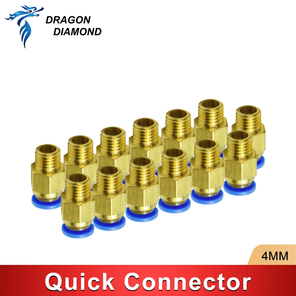 13Pcs 4MM Mold Air Pipe Pneumatic Quick Connector Metric Thread Straight Through PC4 For Lubrication Oil Pump