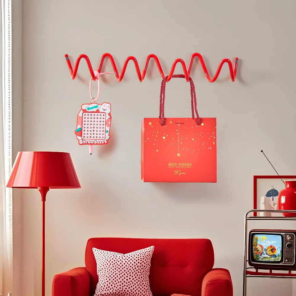 Porte-manteau mural moderne en forme de vague, décoration pour entrée et hall, crochets métalliques, décoration intérieure, rangement domestique