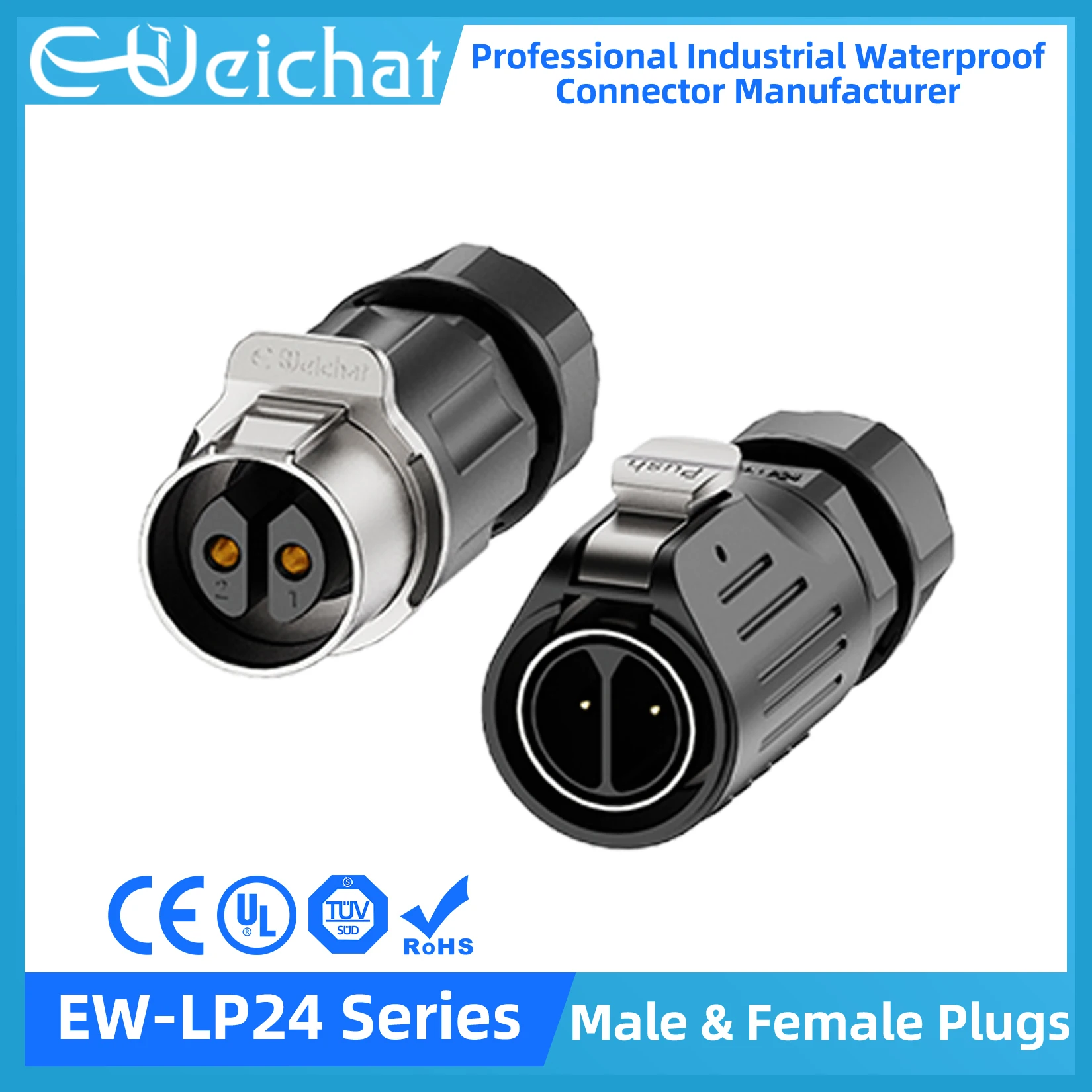 

EW-LP24 Industrial Power Connector IP68 Circular Aviation Electrical Connector Waterproof Adapter M24 2-24Pin Male&Female Plug