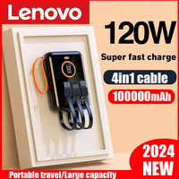 Lenovo 120W 100000mAh Portable Power Bank High Capacity Cable Two-way Fast Charging Mini Powerbank for iPhone Samsung ﻿2024