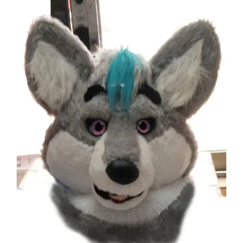 Furry Husky Dog Head Fursuit Wolf Mascot Accessories Head Halloween Cosplay