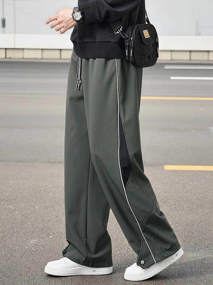 

Men's Straight Sweatpants 2025 Autumn New Polyester/Spandex Streetwear Wide Leg Track Pants Loose Fit Casual Sport Trousers 8XL