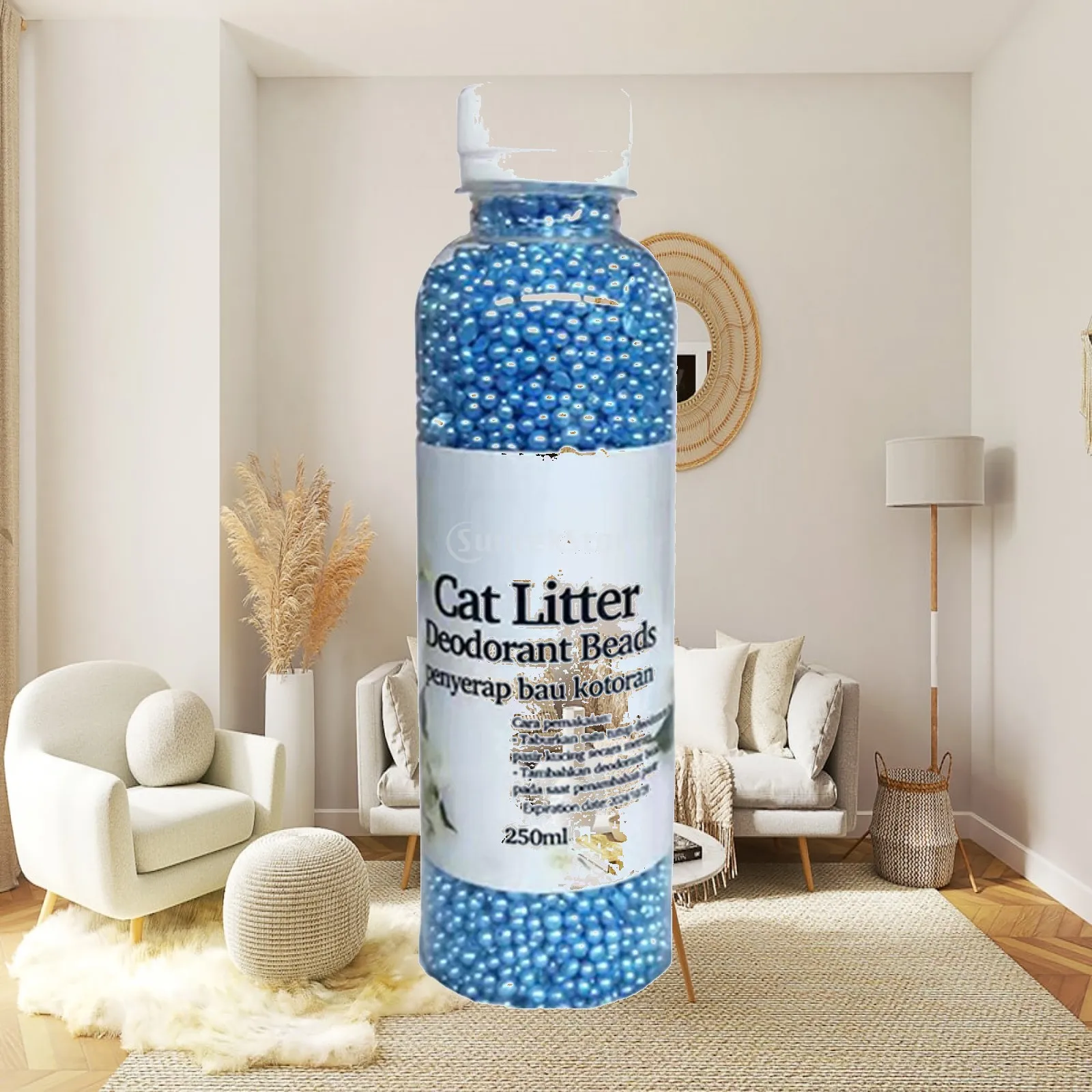 Desodorante para Arena de Gatos, Purificador de Aire de Sílice de Alta Absorción, Eliminador de Olores para Inodoros de Gatos y Camas