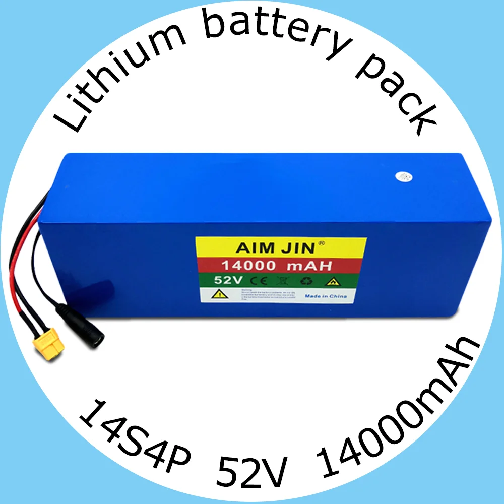 52V 14Ah 18650 lithium battery pack 14S4P 1500W electric bicycle high-power scooter e-bike battery +58.8V 2A charger