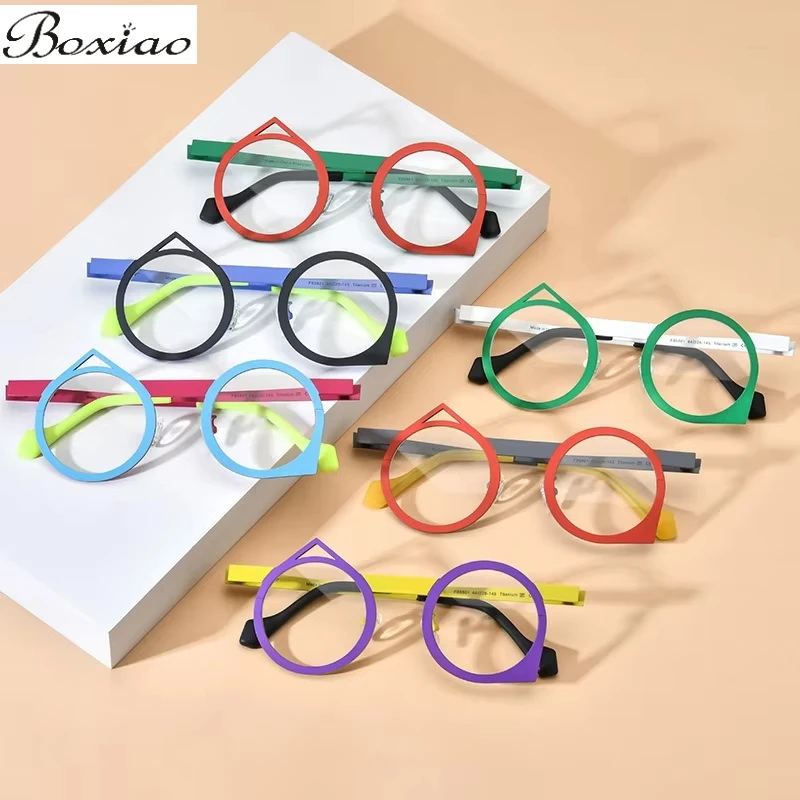 

Multicolor Ultra-light Pure Titanium Myopia Glasses Frame Big Coffee Retro Joker Irregular Glasses Can Be Equipped with Degrees.