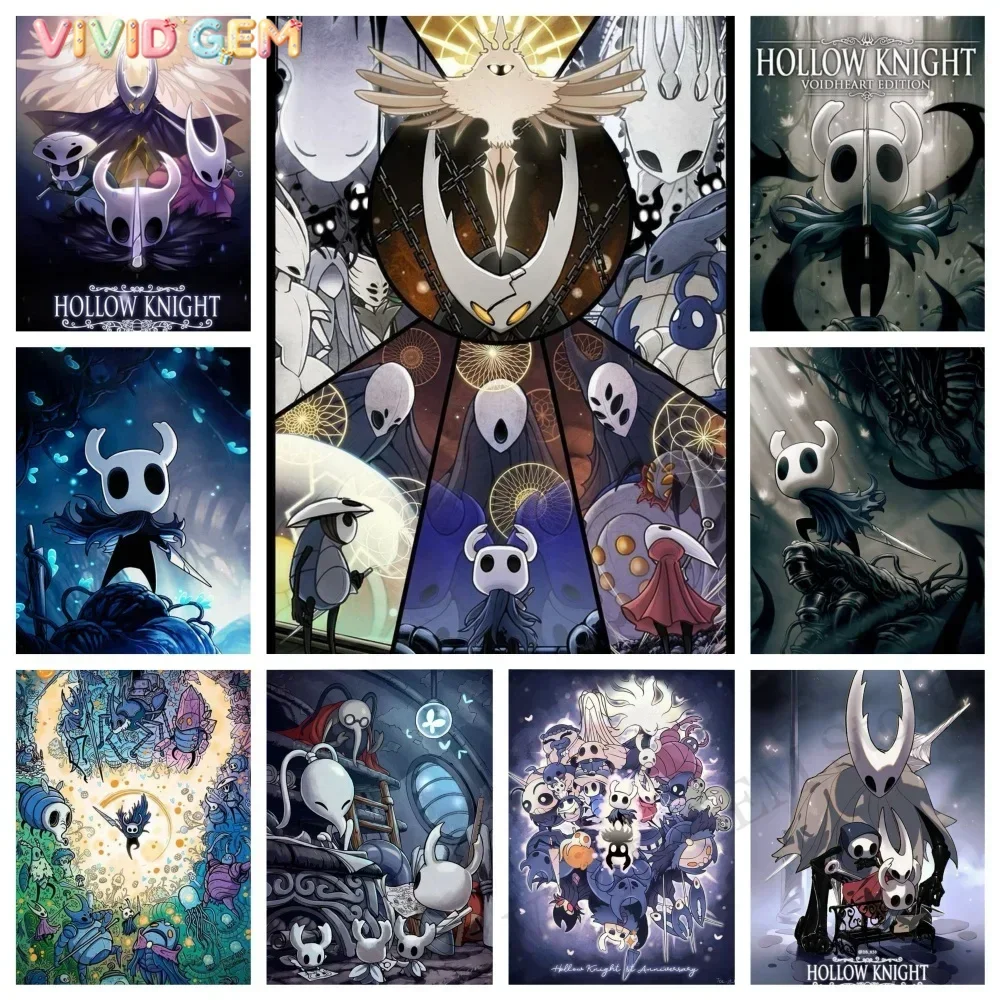 VIVID GEM Hollow Knight Das Spiel Diamantmalerei 5D DIY Vollbohr-Mosaik Kunst Stickerei Strass Kreuzstich-Set Heimdekoration