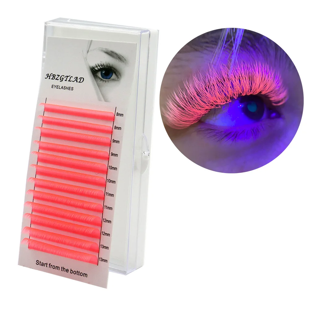 New Glow under UV light Lashes 8-13mm mix length C/D false lashes eyelash individual colored lashes Faux eyelash extensions