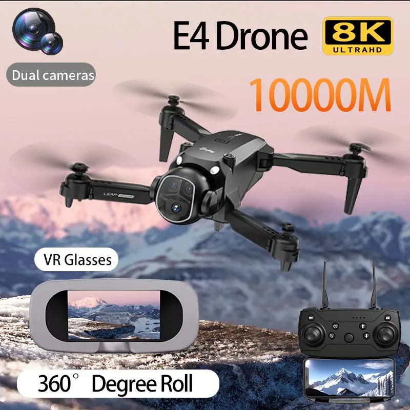 طائرة بدون طيار احترافية E4 8K زاوية واسعة HD 1080P كاميرا WiFi FPV ارتفاع عقد طوي RC الطائرة بدون طيار رباعية الدوار هليكوبتر لعب الأطفال