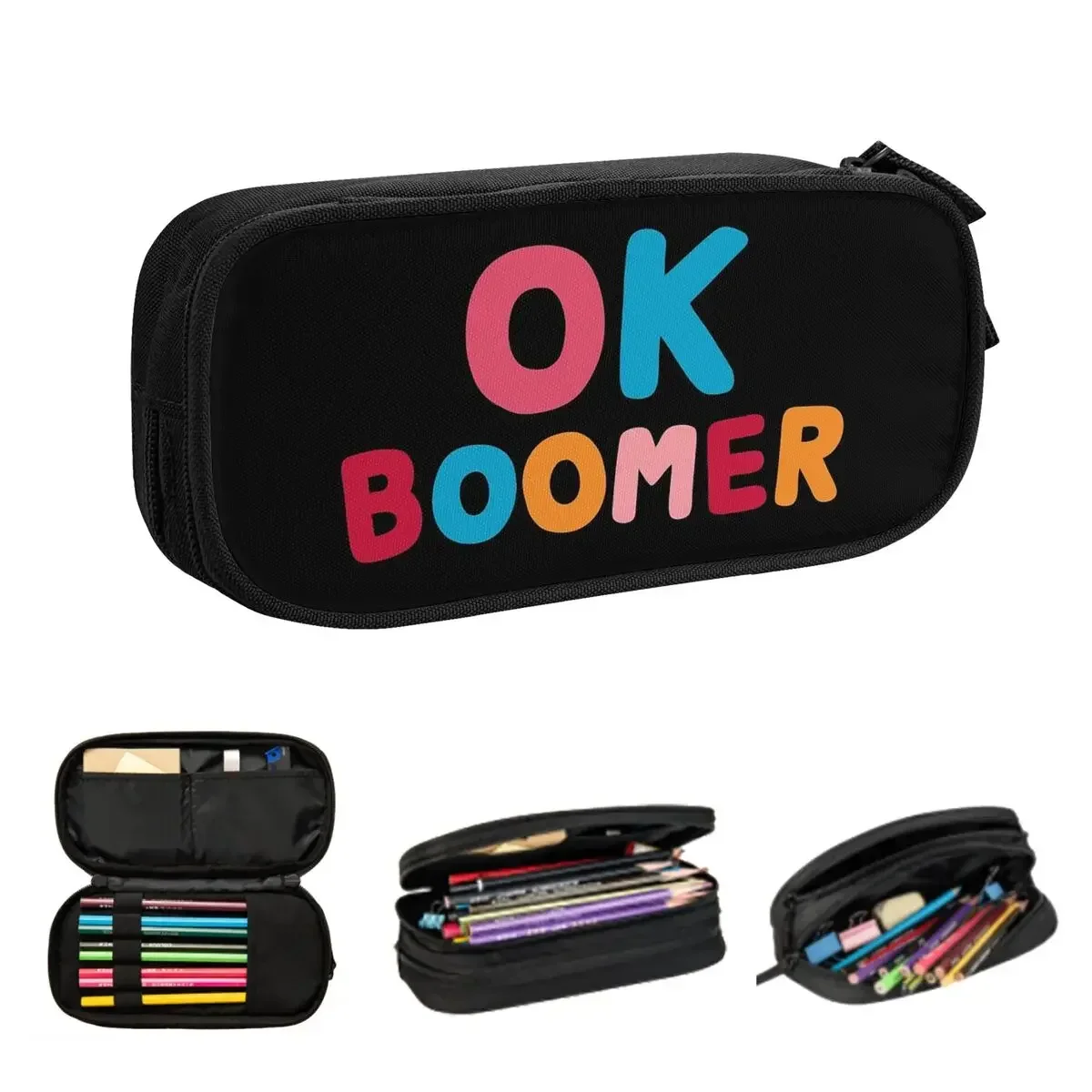 

Ok Boomer Pencil Cases Big Capacity Pen Bags Pen Box Pencil Pouch For Boys Girls Students Stationery School Office