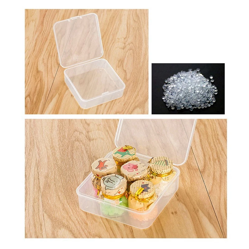 48 Pack Clear Plastic Beads Storage Containers Box With Hinged Lid For Small Items, Diamond, Beads (2.2X2.2X0.79In)