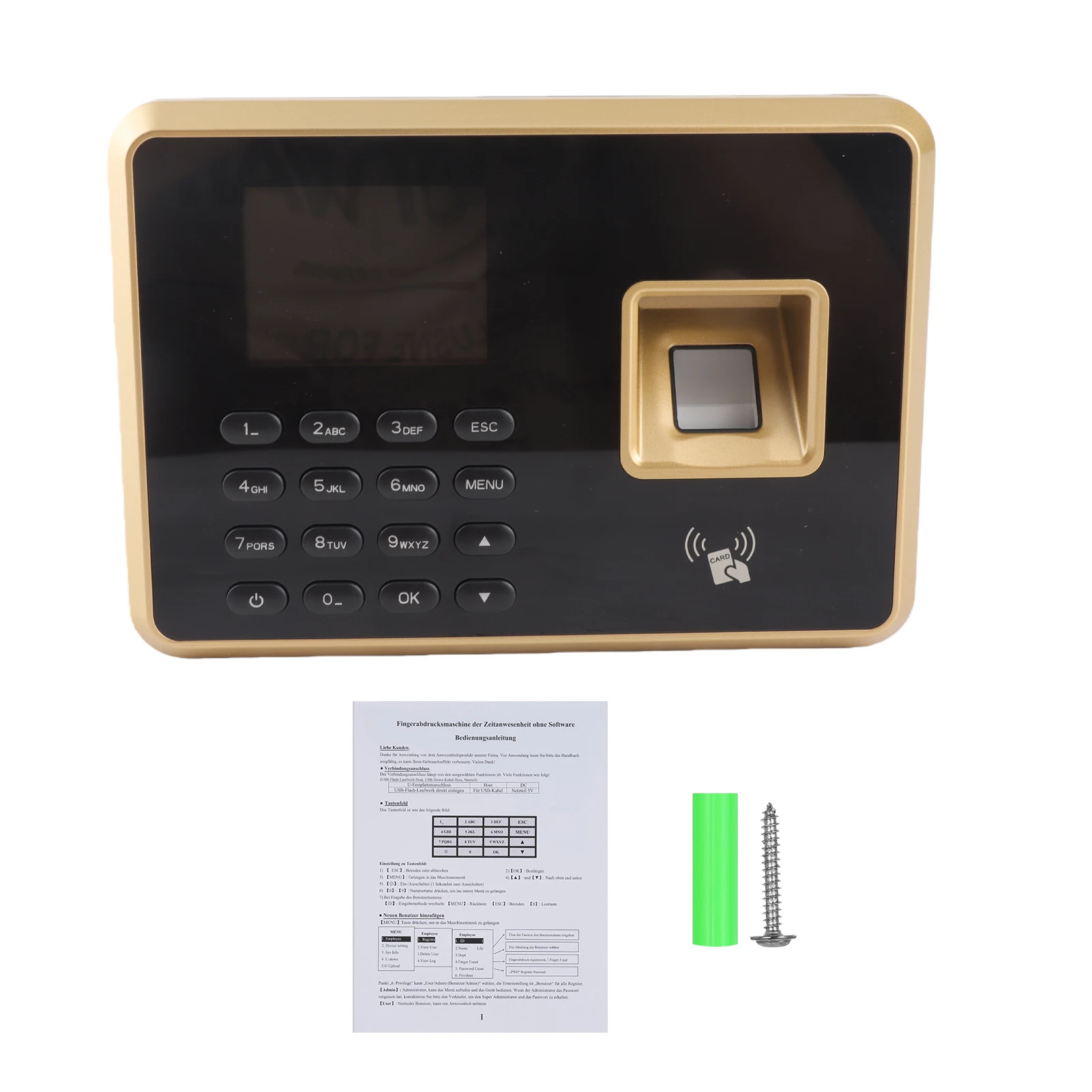 Bisofice Biometric Time Clock Attendance Machine for Employees Support 1000pcs Fingerprint/1000pcs Password/1000pcs ID Card