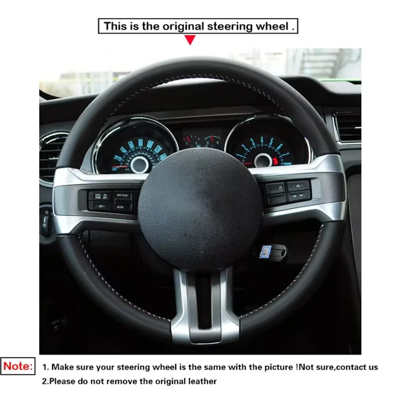 For Ford Mustang GT GT500 Convertible 2009 2010 2011 2012 2013 2014 Customized Carbon Fider Leather Braid Steering Wheel Cover