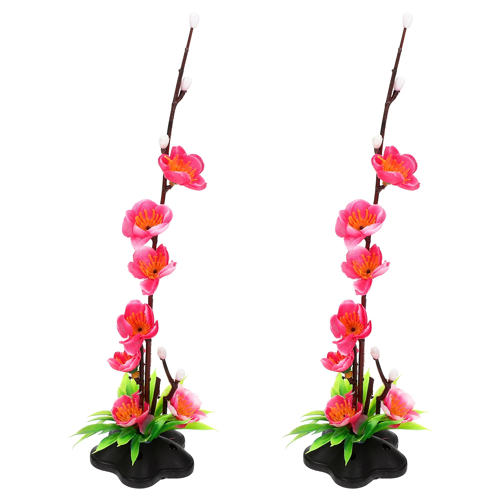 

2 Pcs Sashimi Decoration Black Base High Plum Blossom Fake Flowers Reusable Safe Healthy Sushi Plate Decor