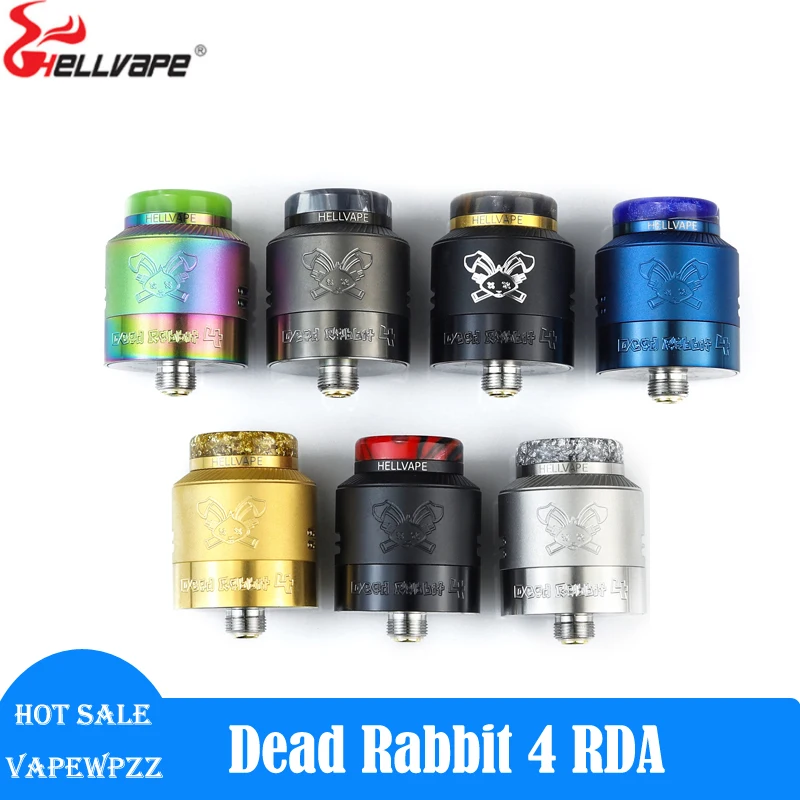 Original Hellvape Dead Rabbit 4 RDA 24mm postless Deck 2pcs 810 Drip Tips Single Or Dual Coil Electronic Cigarettes Atomizer