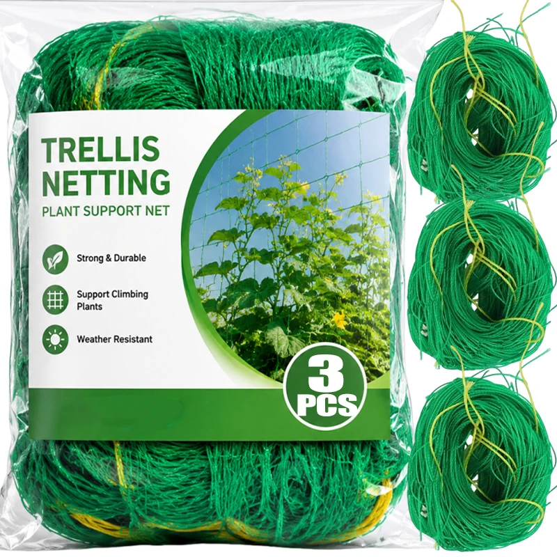 Garden Trellis Netting Heavy Duty Plant Climbing Net Vegetables Fruits Polyester Grow Net Vine Growing Flexible String Net Grid