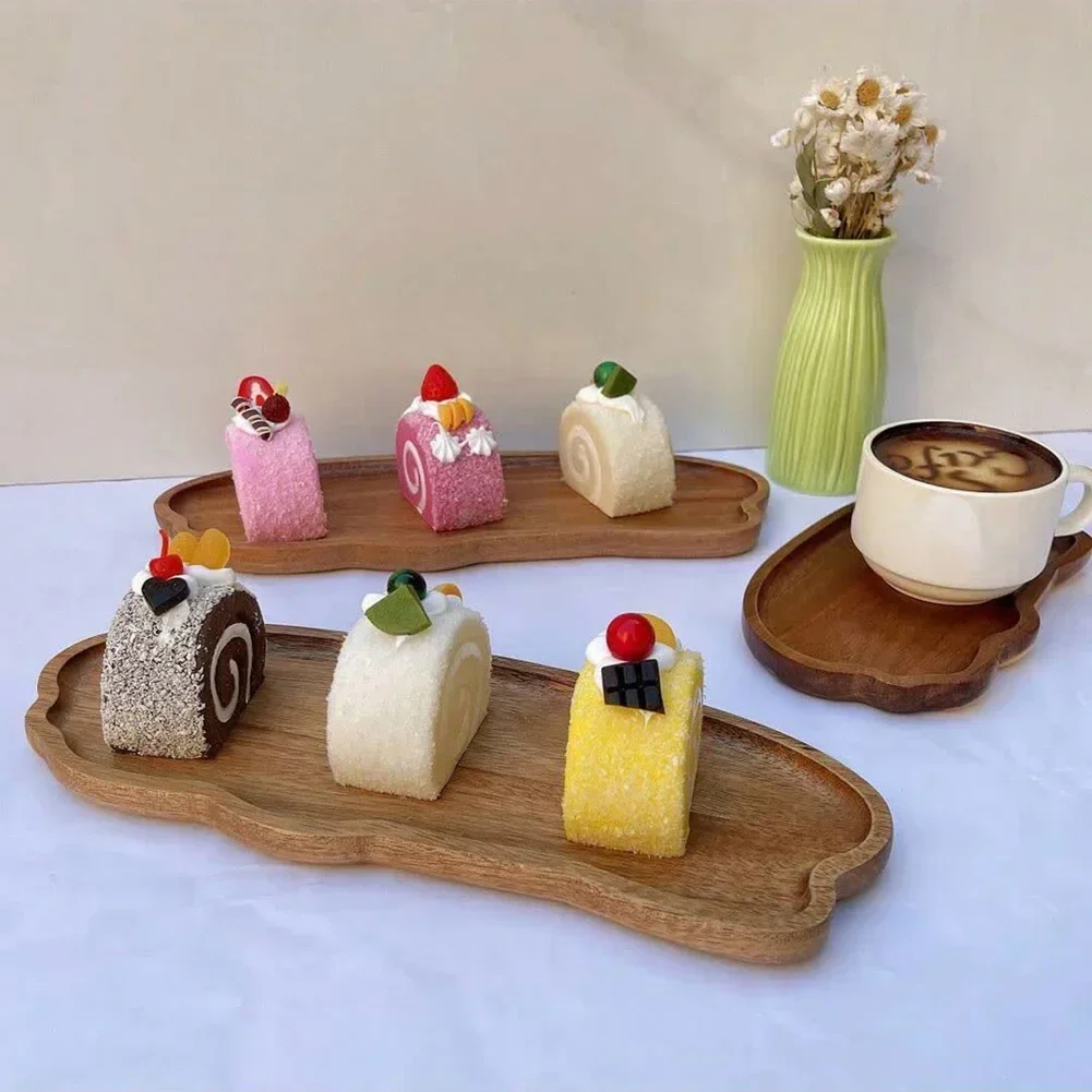 Bandeja de Té Japonesa de Madera Multifuncional, Almacenamiento de Frutas, Postres y Pan, Resistente al Calor, Madera Maciza, Decoración del Hogar, Esencial para la Cocina ‌