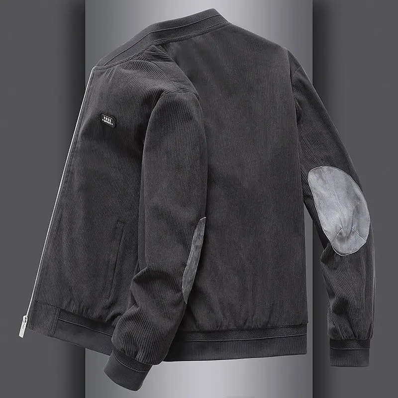 Fashion Stand Collar Zipper Spliced Corduroy Coats Men's Clothing 2024 Autumn Winter New Loose Korean Tops Casual Jackets