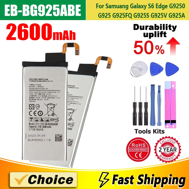 EB-BG925ABE/A,Brand New Replacement Phone Lithium Battery+Tool,For Samuang Galaxy S6 Edge G9250 G925FQ/S/V/A S6Edge,2600mAh